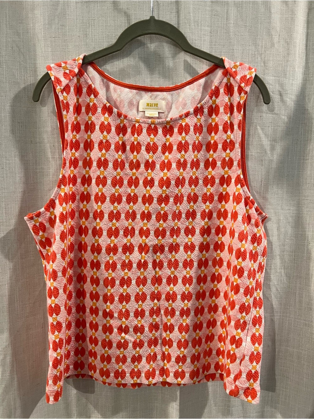 Anthropologie Sleeveless pink & orange Geometric Tank